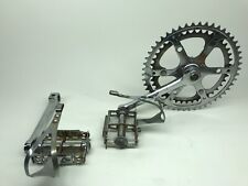 Pédalier ancien à deux plateaux, cale-pieds Christophe, pédale WECO 491 cycle