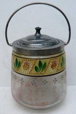 Beau SEAU à Biscuits Verre émaillé 1930 art-déco pot