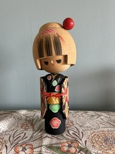 Poupée ancienne Kokeshi par Genso 25 cm époque Showa fait main art populaire ...