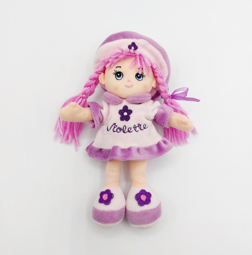 Peluche poupée rose mauve