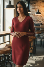 Jolie robe pull rouge avec