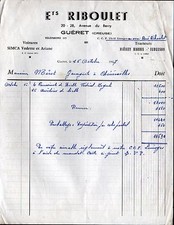 GUERET (23) CONCESSIONNAIRE AUTOMOBILE SIMCA & TRACTEUR MASSEY-HARRIS "RIBOULET"