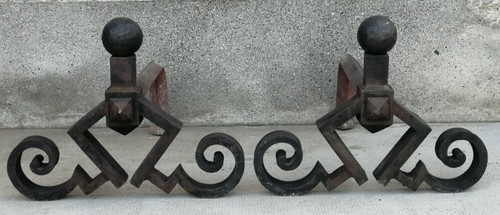 Paire chenets art - , déco