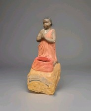 Ancien Ange Noir Quêteur Plâtre Polychrome Tirelire Crèche Noël Christianisme BE