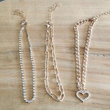 Lot de 3 Bracelets de cheville femme réglable de couleur dorée Coeur #92