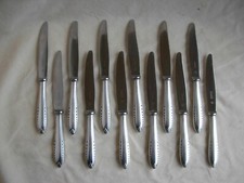 CHRISTOFLE,ALBATROS,ART DECO SILVERPLATE DESSERT KNIVES SET ,12 PIECES, 1930s.