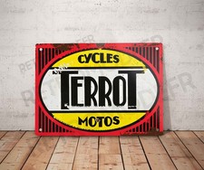 Plaque métal vintage Terrot moto course Décoration Déco publicité affiche rétro