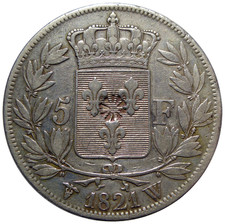 LOUIS XVIII 5 Francs 1821 W