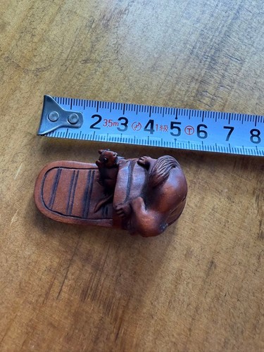 Netsuke chausson souris - souris, chien