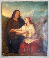 Ary Scheffer ? Sainte Anne Vierge Tableau Ancien Religieux à Restaurer Huile XIX