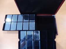 GRAND COFFRET BOIS 42X24CM  VIDE  20  EMPLACEMENTS 88 X 55 MM TRES BON ETAT (2)