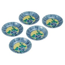 Kutani Yaki Article Japonais Petit Plaque Plat Set 5Yoshida-ya Peony 4.6in Japon