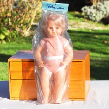 Poupée baigneur vintage Petitcollin 50 cm neuve sous plastique des années 1970