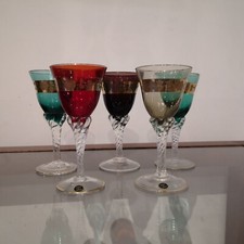 5 verres a liqueur en cristal de venise made in italy italie 1950