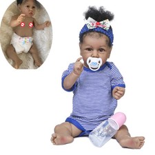 22 En Reborn Doll Full Body Silicone Vinyl Hand ROOT HAIR Poupée Mignonne Fille