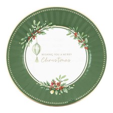 Assiettes Plates De Noël Vertes Joyeux Noël À Vous Carton 27 Cm 8Pz - Givi