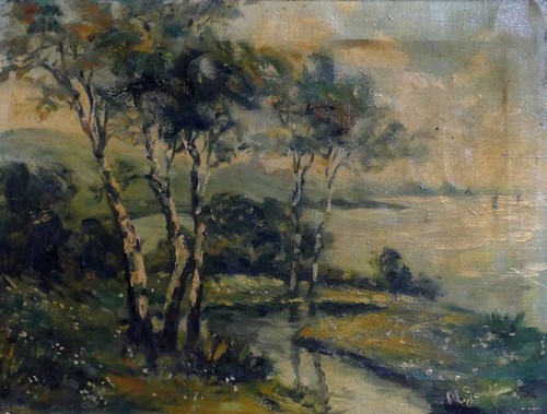 Tableau ancien signé - , à