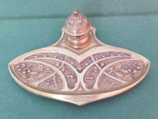 encrier ancien en bronze doré style art nouveau