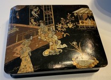 ÉPOQUE NAPOLÉON III , COFFRET JAPONISANT  LAQUÉ NOIRCI