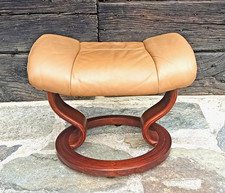 Pouf bout de canapé repose-pieds style Cinna Ligne Roset cuir vintage scandinave