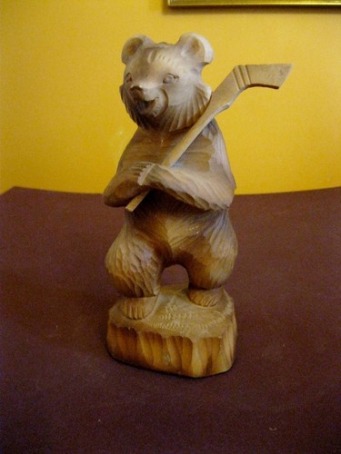 Ours sculpté bois hockey - sculpté, en