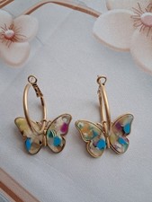 Boucles d'oreilles neuve dorées papillon