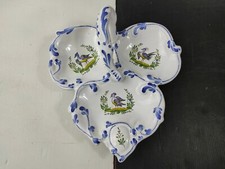 Serviteur tri-feuilles, ravier, Roullet Renoleau, décor d'oiseaux