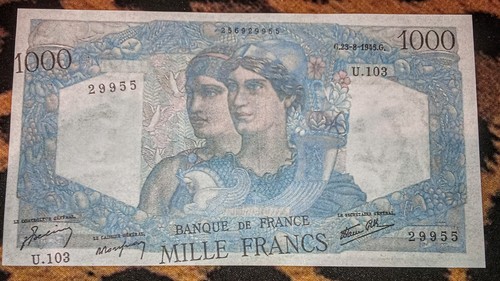 Billet 1000 francs - billet, minerve