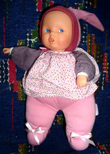 PB / DOUDOU PELUCHE POUPEE COROLLE BABY POUCE CASSIS ROSE FLEUR 30 CM TTBE