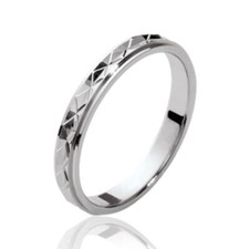 Alliance mariage facettes femme - argent massif 925/1000 rhodié