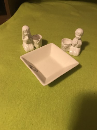 Vintage pair white porcelain - pair,