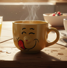 Tasse Smiley Jaune Langue Tirée – Mug Vintage Kitsch – Cadeau Original Humour