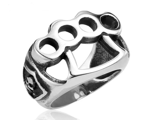 Bague biker acier - biker, en