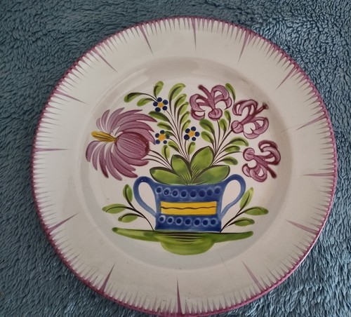 Assiette ancienne peignée - ,