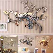 Autocollant miroir mural fleur