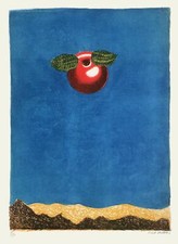 Fred ZELLER LA TERRE ARRIVANT SUR LA LUNE 1975 lithographie signée