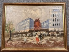Très joli tableau huile sur panneau représentant Le Moulin Rouge à PARIS