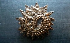 Pince à foulard ancienne soleil métal doré verre taillé vintage XXème