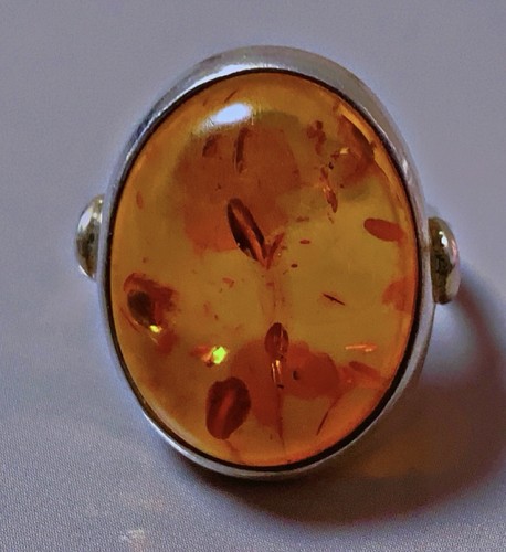 Ancienne bague argent ambre