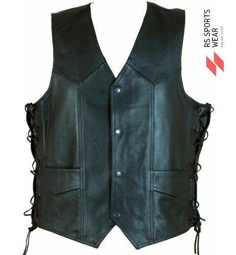 Gilet moto cuir véritable - gilet,