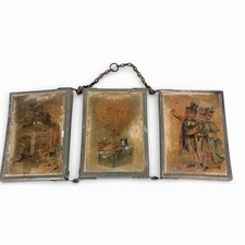 Ancien Petit Miroir Triptyque