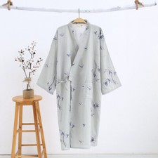 Japonais Yukata Kimono Pyjama Robe de Chambre Coton Khan Steamed Peignoir Rétro