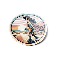 Pack x5 AUTOCOLLANTS STICKERS Skateuse boheme skate sunset chill longboard 8cm