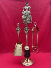 Serviteur de Cheminée Ancien en Laiton Milieu XX ème Style Victorien