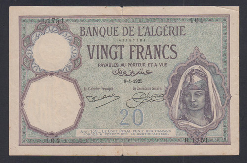 Billet algerie francs - (fr1),