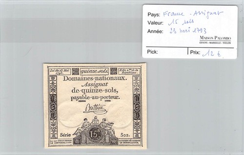 Billet france assignat 15 - france,