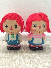 Raggedy Ann & Andy Coin Bank Vintage Ceramic Yarn Hair Piggy Doll Figure Japan 