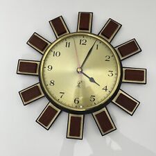 Pendule murale en teck teak Jaz style scandinave sunburst