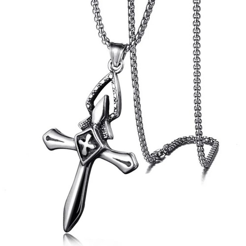 Collier croix chaîne homme