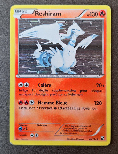 Reshiram holo 114 carte - reshiram,